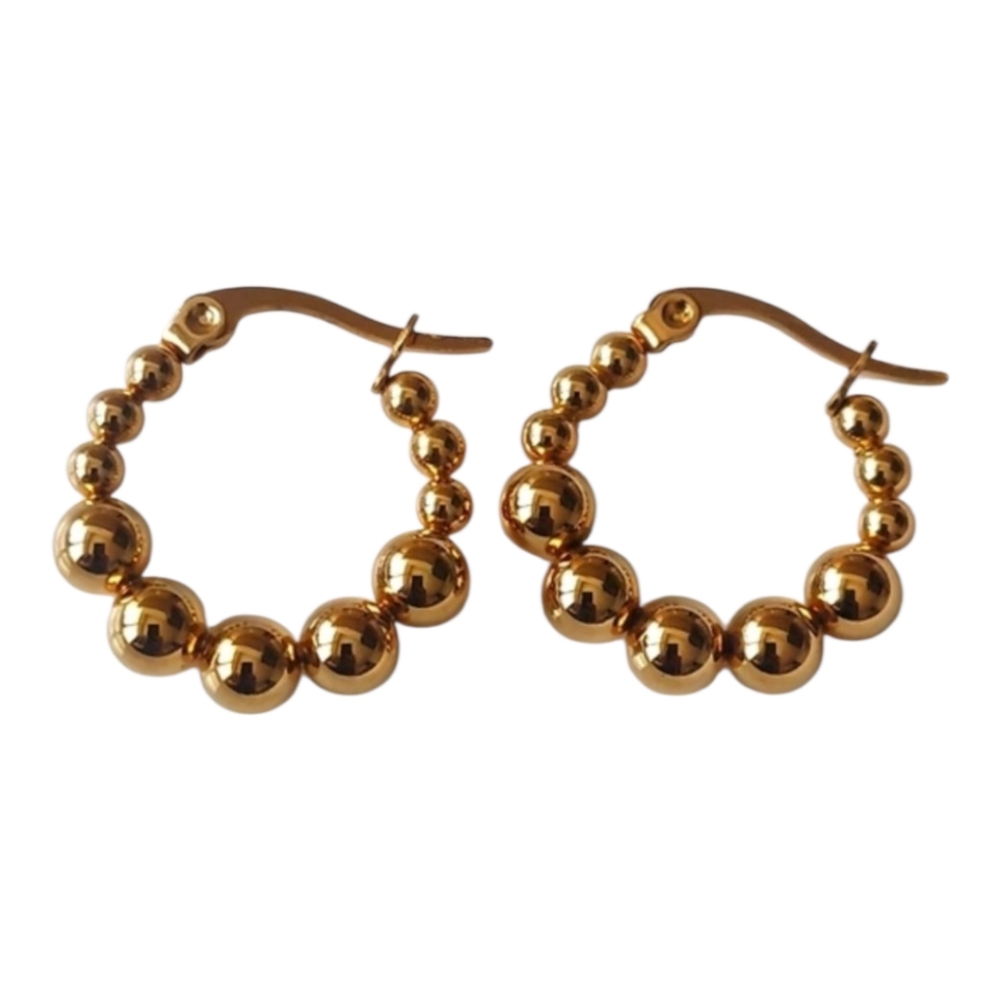 Stainless steel Hoop Earrings with Spheres Gold Plated
